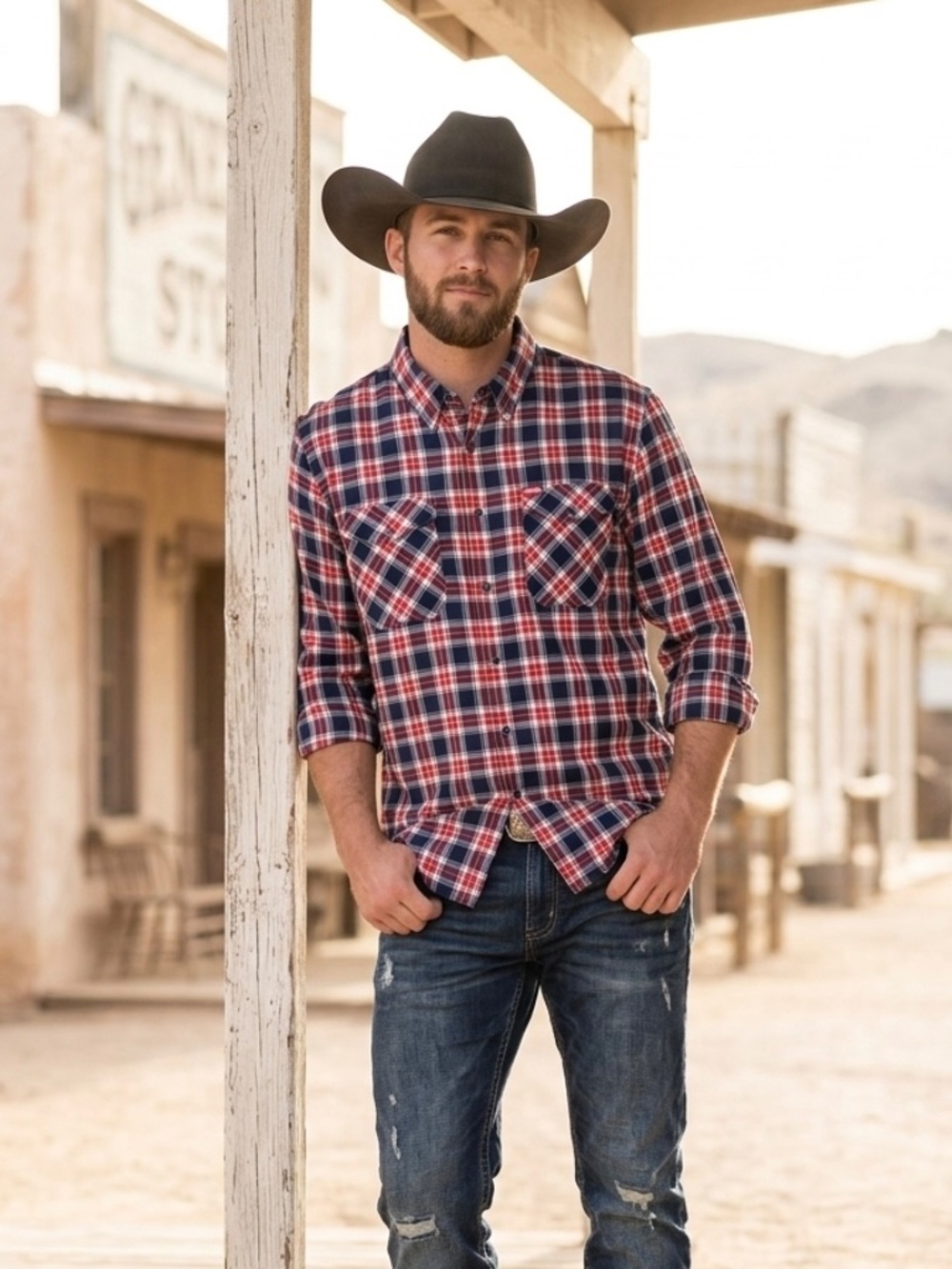 Dixxon Men's Plaid Flanned Shirt Red,Blue & White Western Size 2XT MSRP $ 59.00